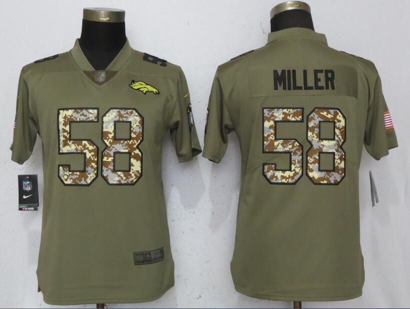 Women Denver Broncos #58 Miller Olive Camo Carson Nike Salute to Service Player NFL Jerseys->seattle seahawks->NFL Jersey